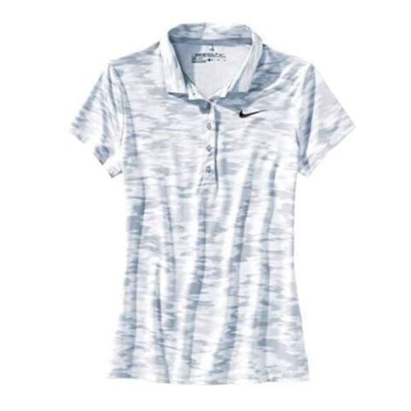 Nike GOLF Womens Victory Dri-FIT Camo Print Short Sleeve Golf Polo, White/Grey M - Picture 1 of 8